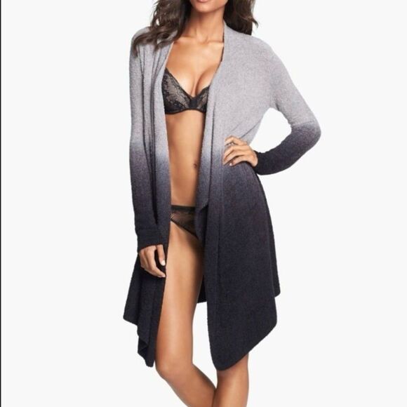 Barefoot Dreams Bamboo Chic Lite Calypso Ombre Cardigan Pewter Grey Navy - Picture 3 of 13